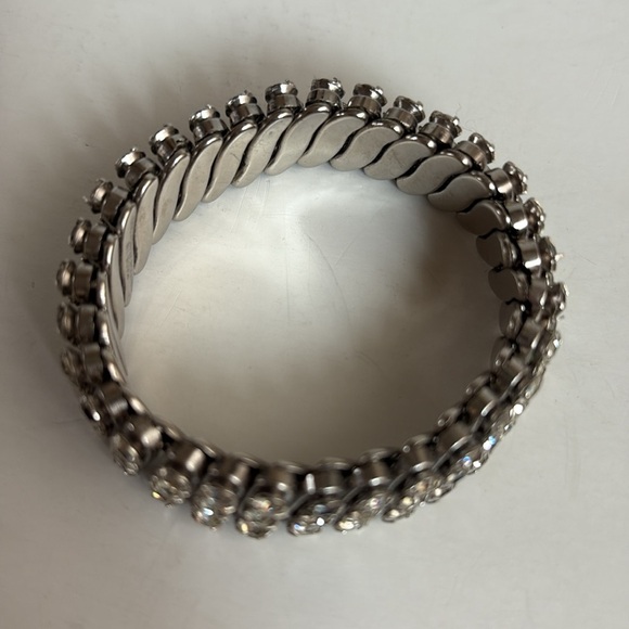 Crystal rhinestone expansion stretch bracelet Hollywood Madonna 80s silver - Picture 10 of 13
